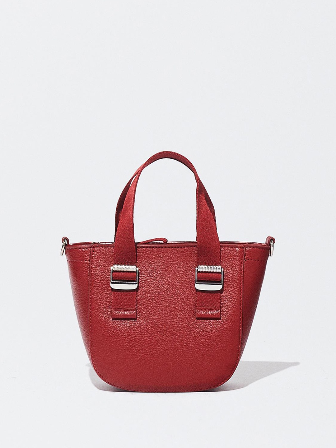 

PARFOIS Structured Handheld Bag with Detachable Strap, Red