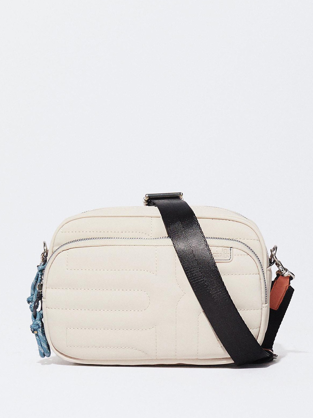 

PARFOIS Quilted Detail Structured Sling Bag, Off white