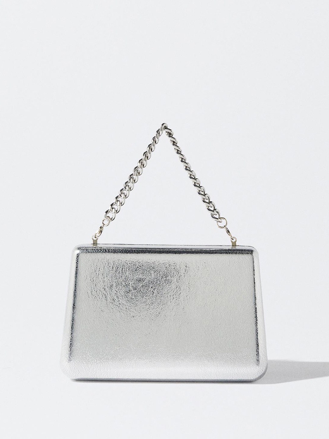 

PARFOIS Box Clutch with Chain Strap, Silver
