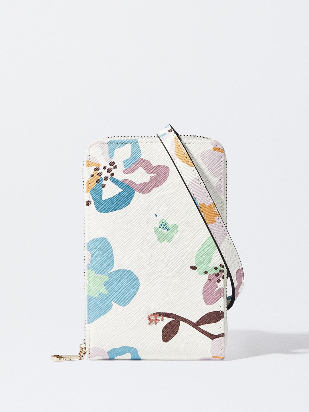 

PARFOIS Women Floral Printed Mobile Pouch, Off white