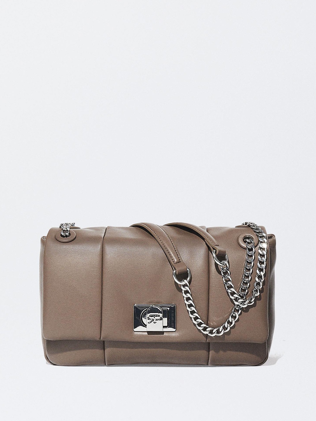 

PARFOIS Women Structured Quilted Shoulder Bag, Taupe