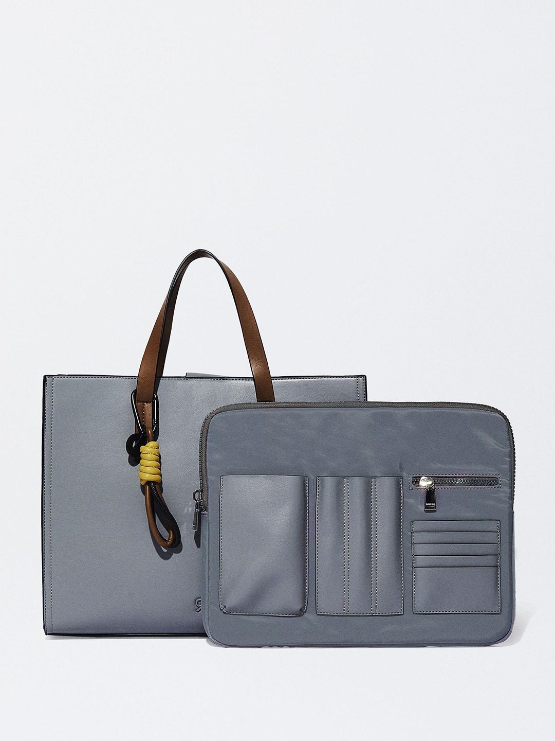 

PARFOIS Structured Handheld Bag with Laptop Sleeve, Grey