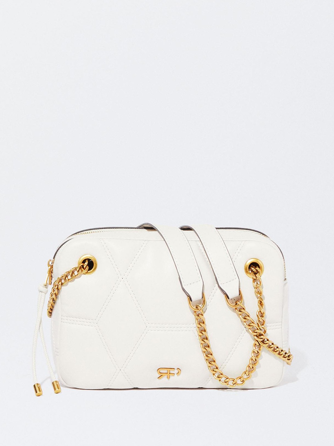 

PARFOIS Women Structured Quilted Shoulder Bag, Cream
