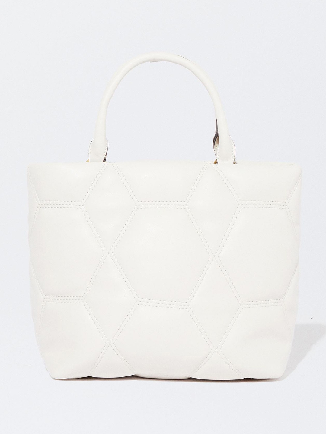 

PARFOIS Women Quilted Structured Handheld Bag, White