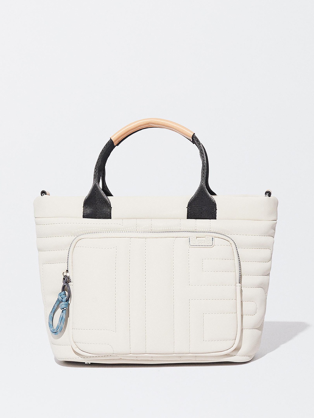 

PARFOIS Structured Quilted Handheld Bag with Detachable Strap, Off white