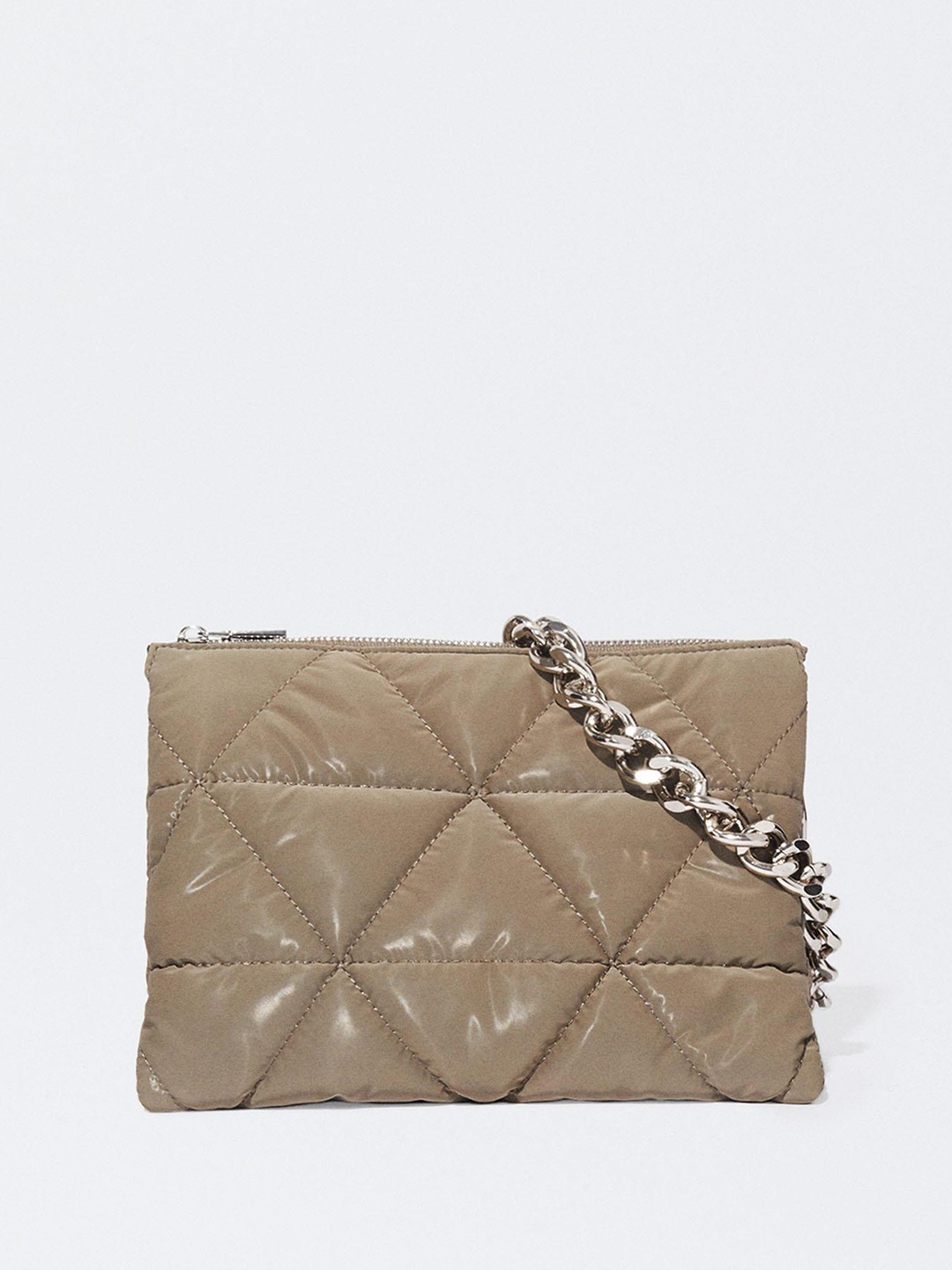 

PARFOIS Structured Shoulder Bag With Quilted Detail, Khaki