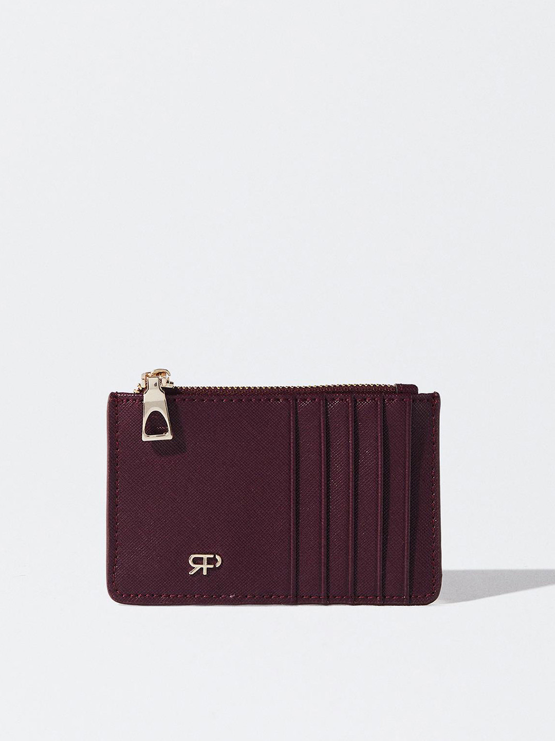

PARFOIS Women Abstract Textured Card Holder, Burgundy