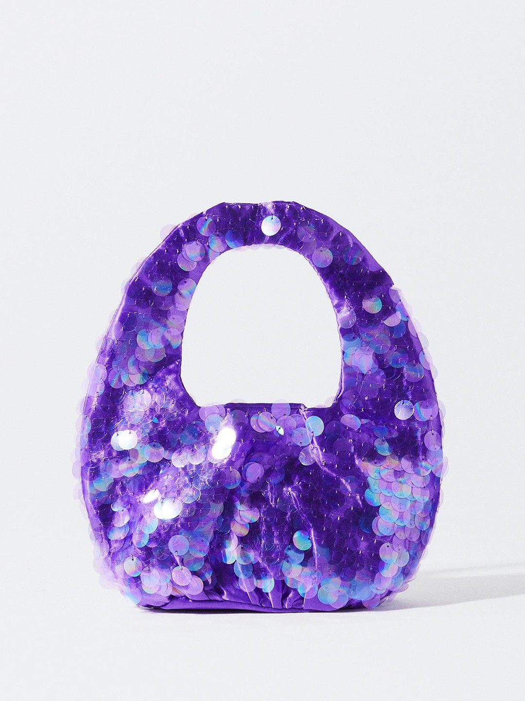 

PARFOIS Sequined Embellished Structured Party Handheld Bag, Purple