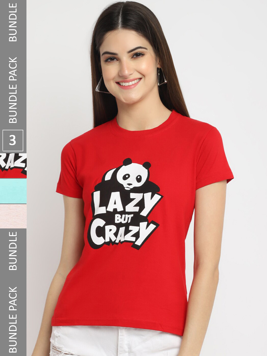 

Fabflee Pack Of 3 Printed Cotton T-shirts, Red