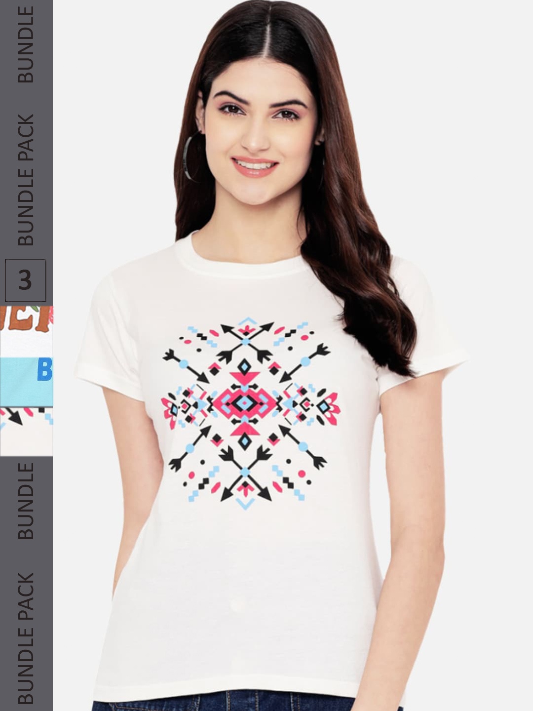 

Fabflee Pack Of 3 Graphic Printed Cotton T-shirts, Off white