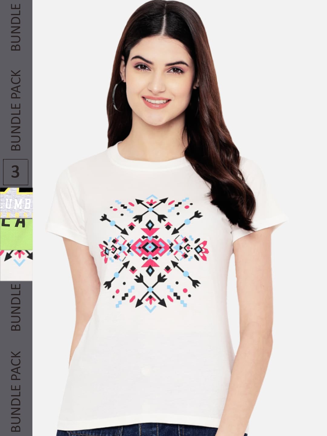 

Fabflee Pack of 3 Printed Cotton T-shirt, White