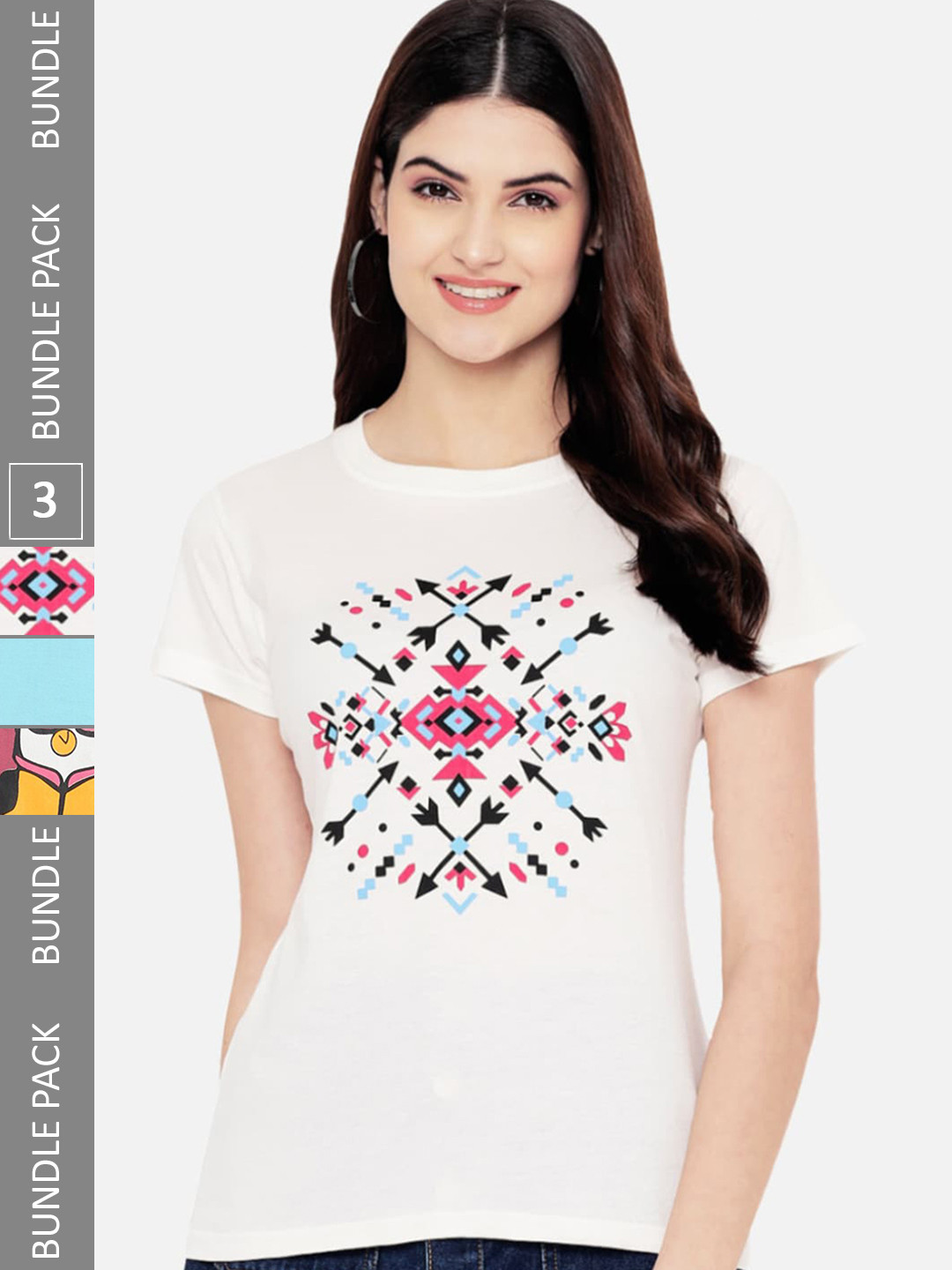 

Fabflee Pack Of 3 Typography Printed Cotton T-shirts, Off white