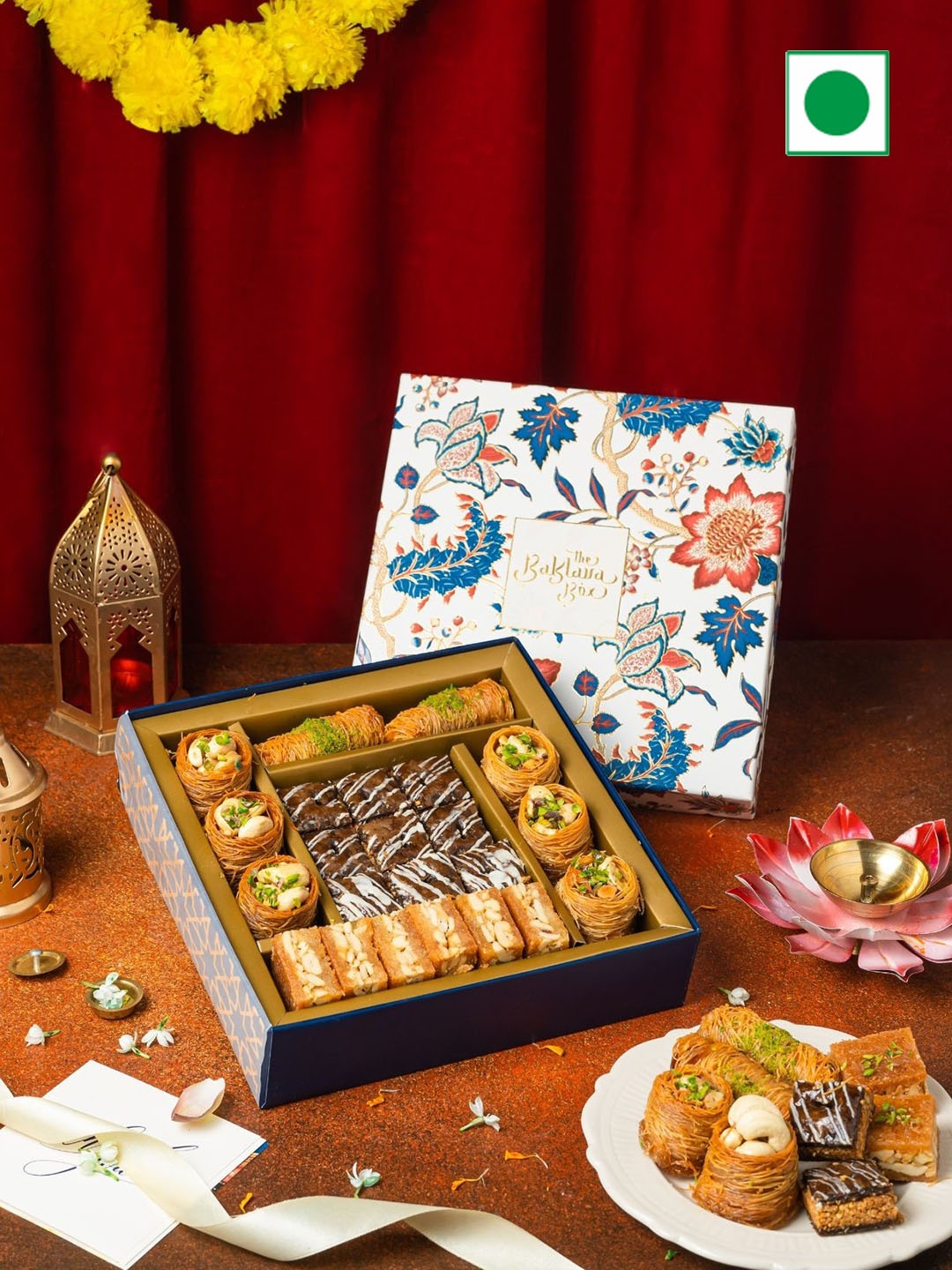 

The Baklava Box Assorted Kunafa Regalia Box 580 Gms, Blue