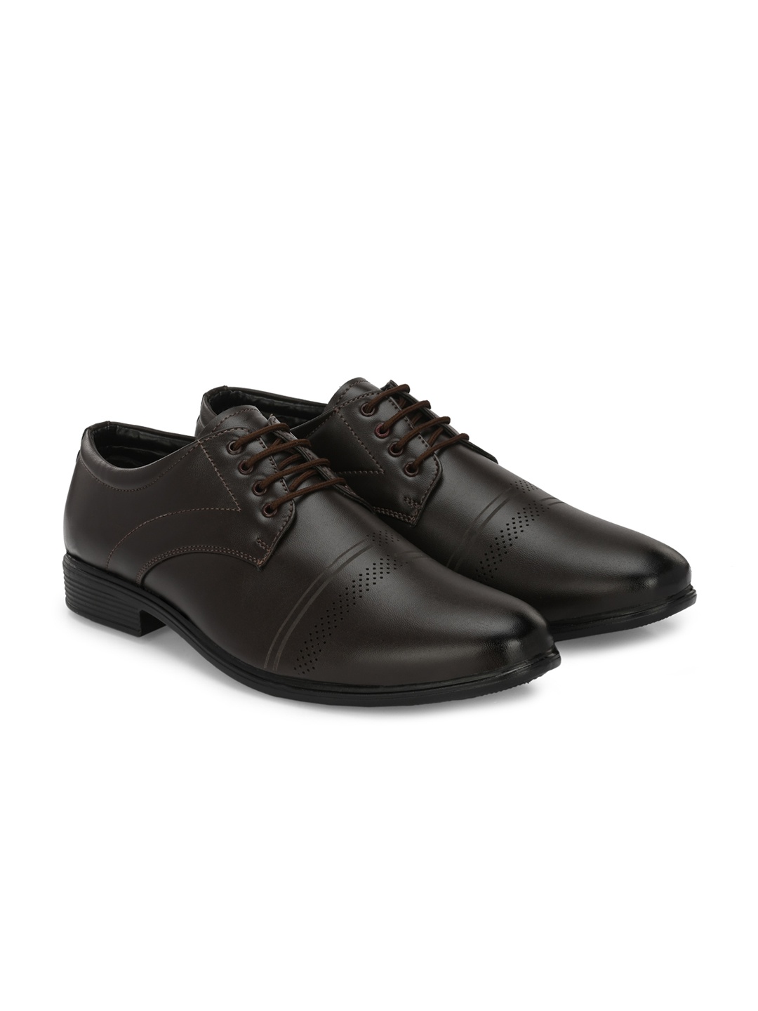 

Azzaro Black Men Textured Formal Derbys, Coffee brown