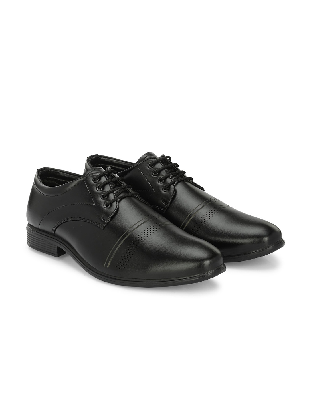 

Azzaro Black Men Perforated Formal Derbys