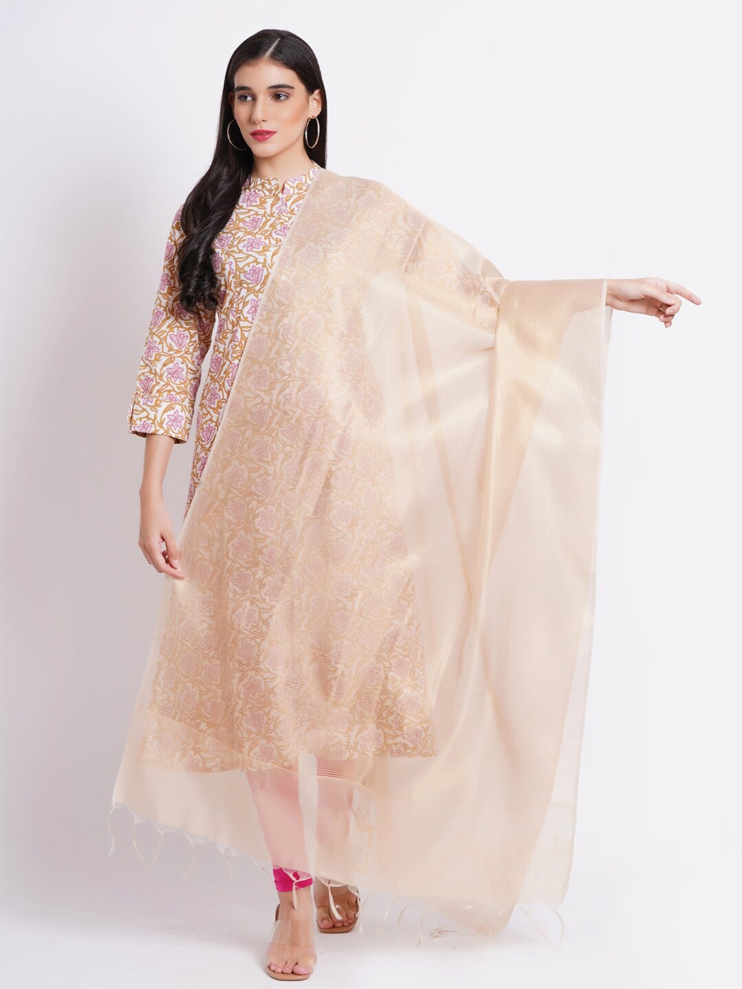 

SUTI Chanderi Tasselled Dupatta, Beige