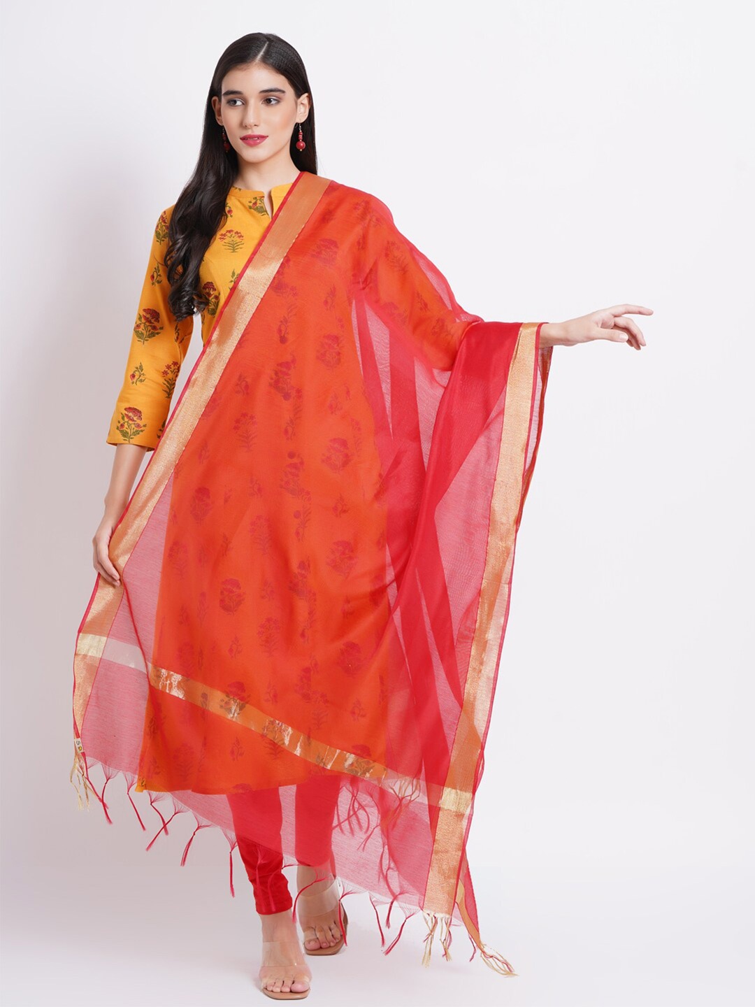 

SUTI Banarsi Dupatta with Zari, Red