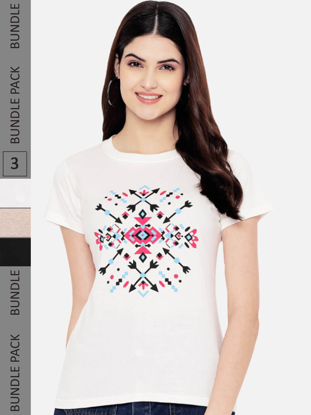 

Fabflee Pack Of 3 Graphic Printed Cotton T-shirts, White