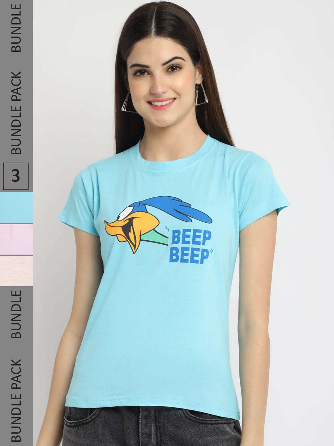 

Fabflee Pack Of 3 Graphic Printed Cotton T-Shirt, Blue