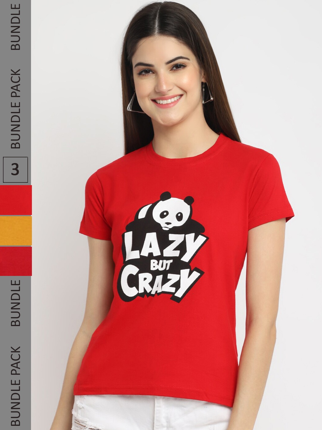

Fabflee Pack Of 3 Graphic Printed Cotton T-shirt, Red