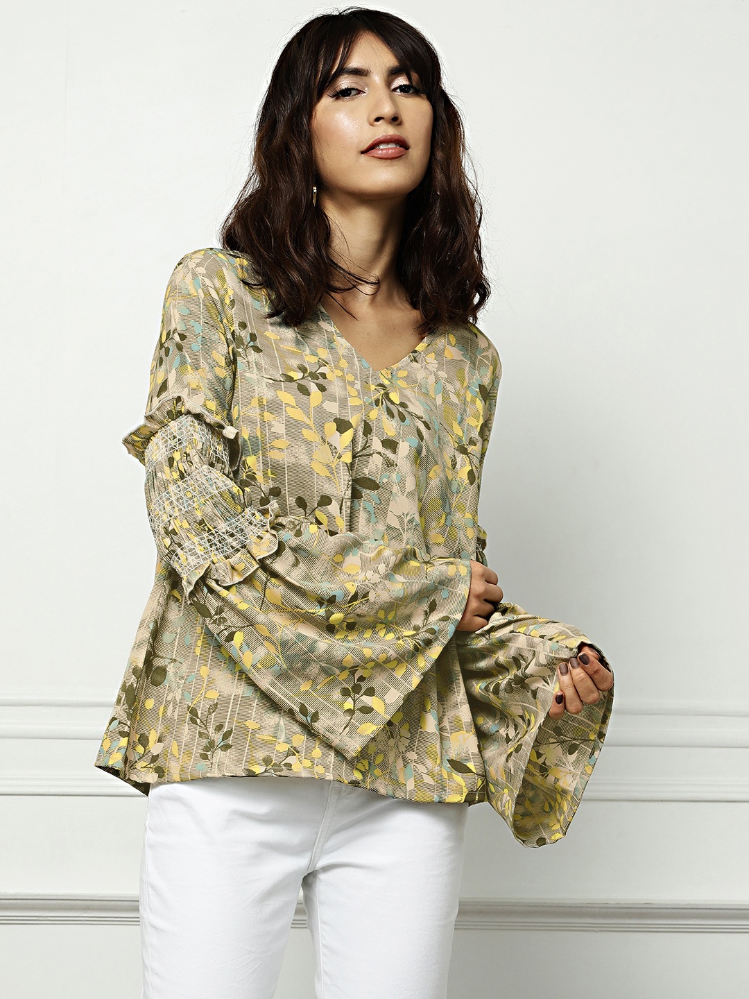 

all about you Women Green Yellow Printed Top
