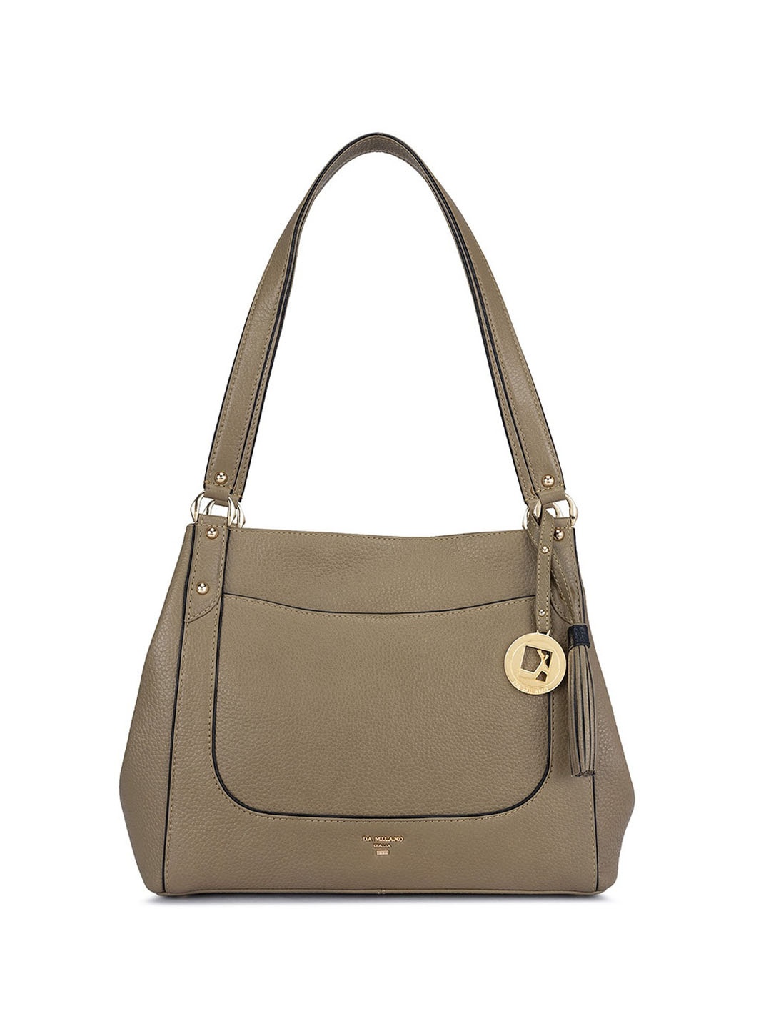 

Da Milano Textured Leather Structured Shoulder Bag, Green