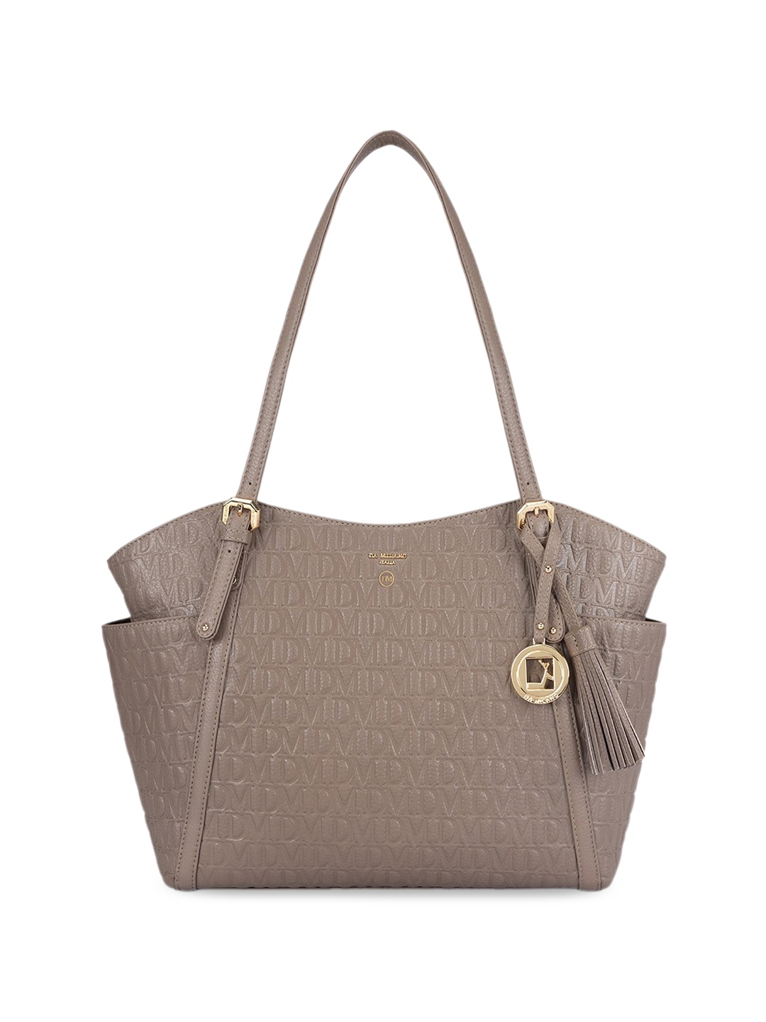 

Da Milano Textured Leather Structured Shoulder Bag, Grey