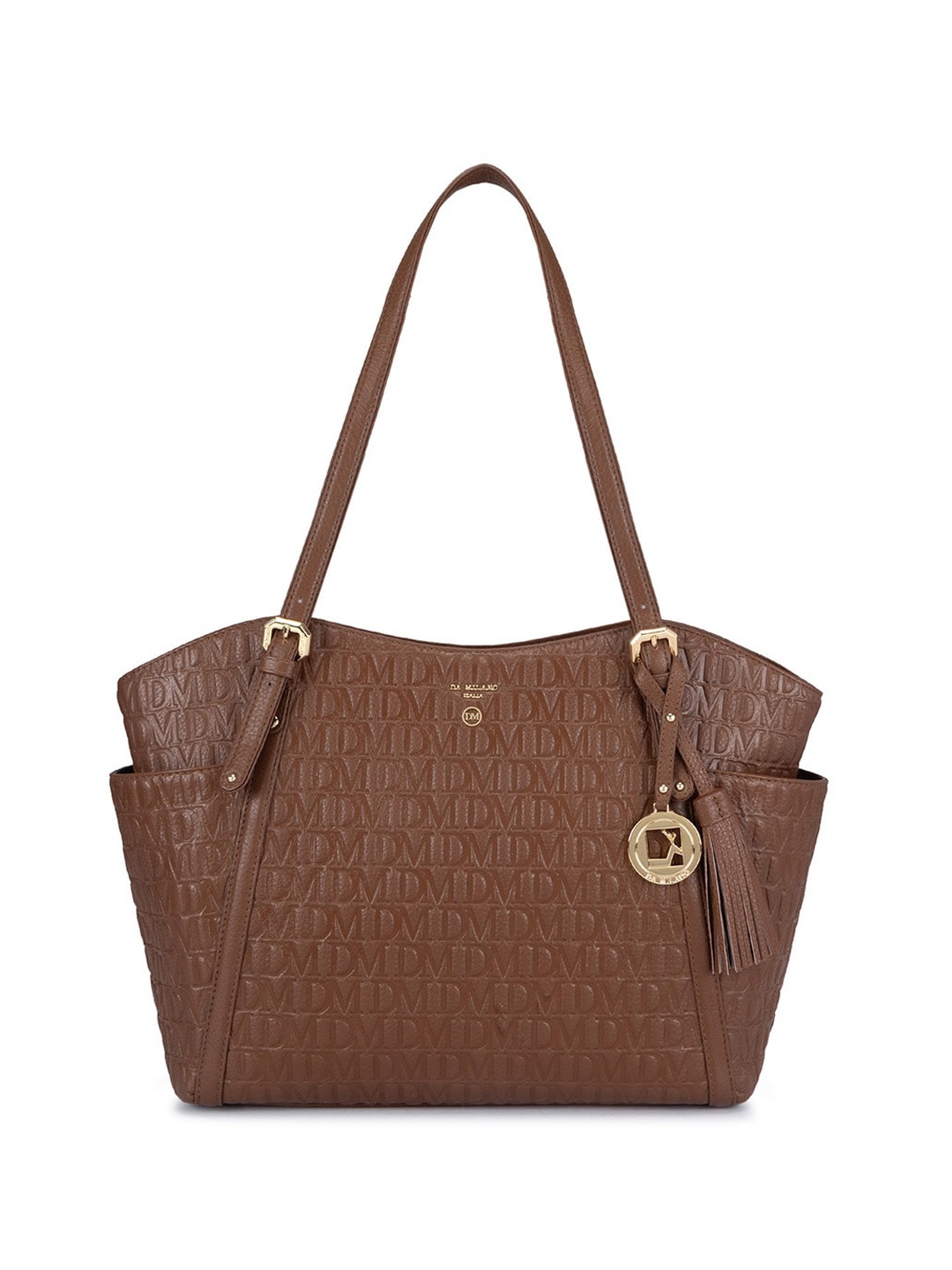 

Da Milano Textured Leather Structured Shoulder Bag, Brown