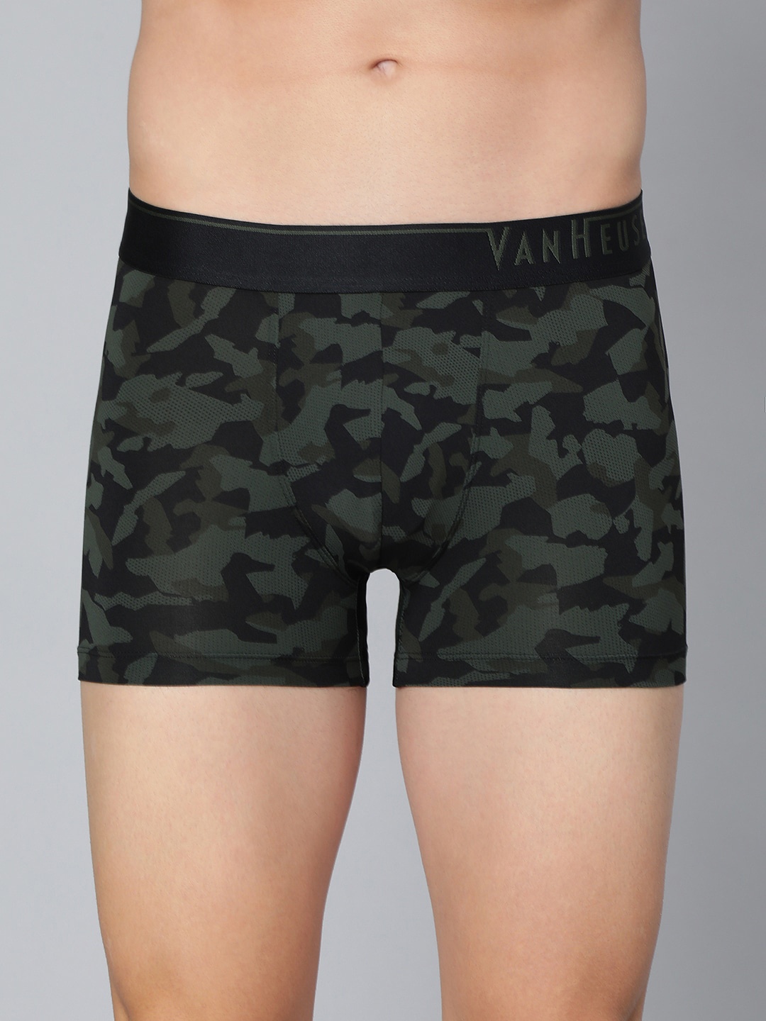 

Van Heusen Men Abstract Printed Outer Elastic Trunk, Black