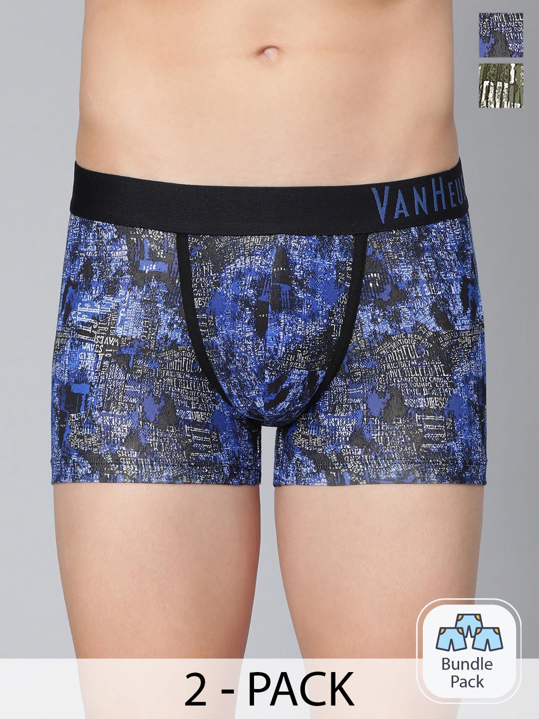 

Van Heusen Men Abstract Printed Outer Elastic Trunk IHQTR1CPW1010051, Blue