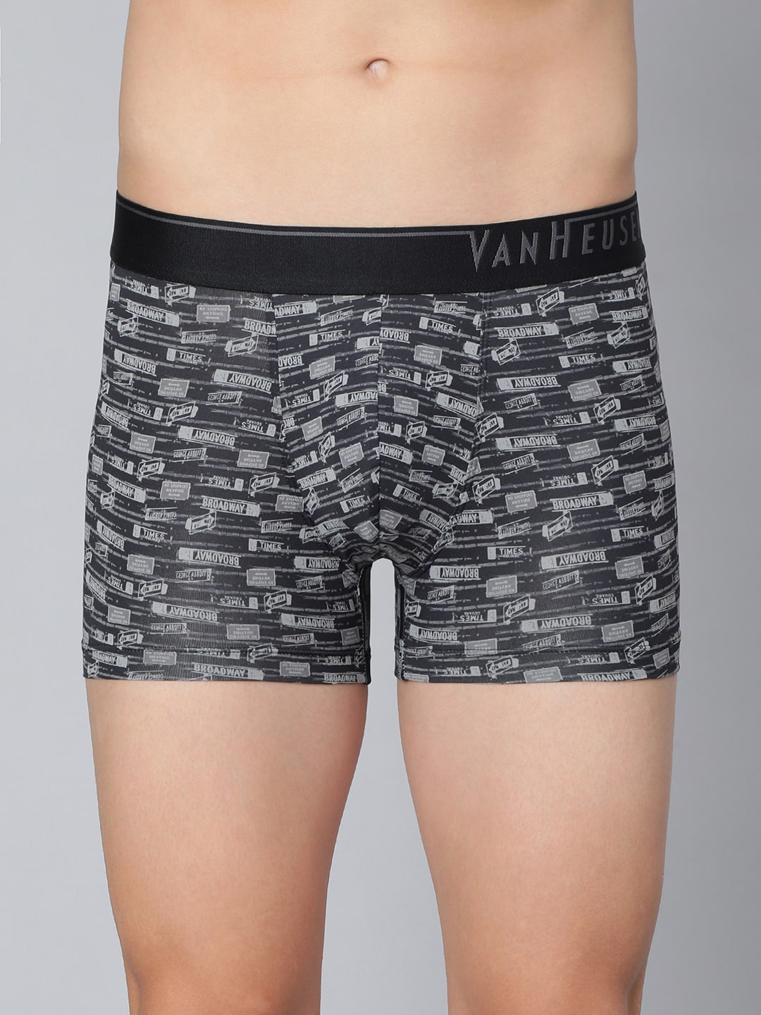 

Van Heusen Printed Outer Elastic Trunk, Black