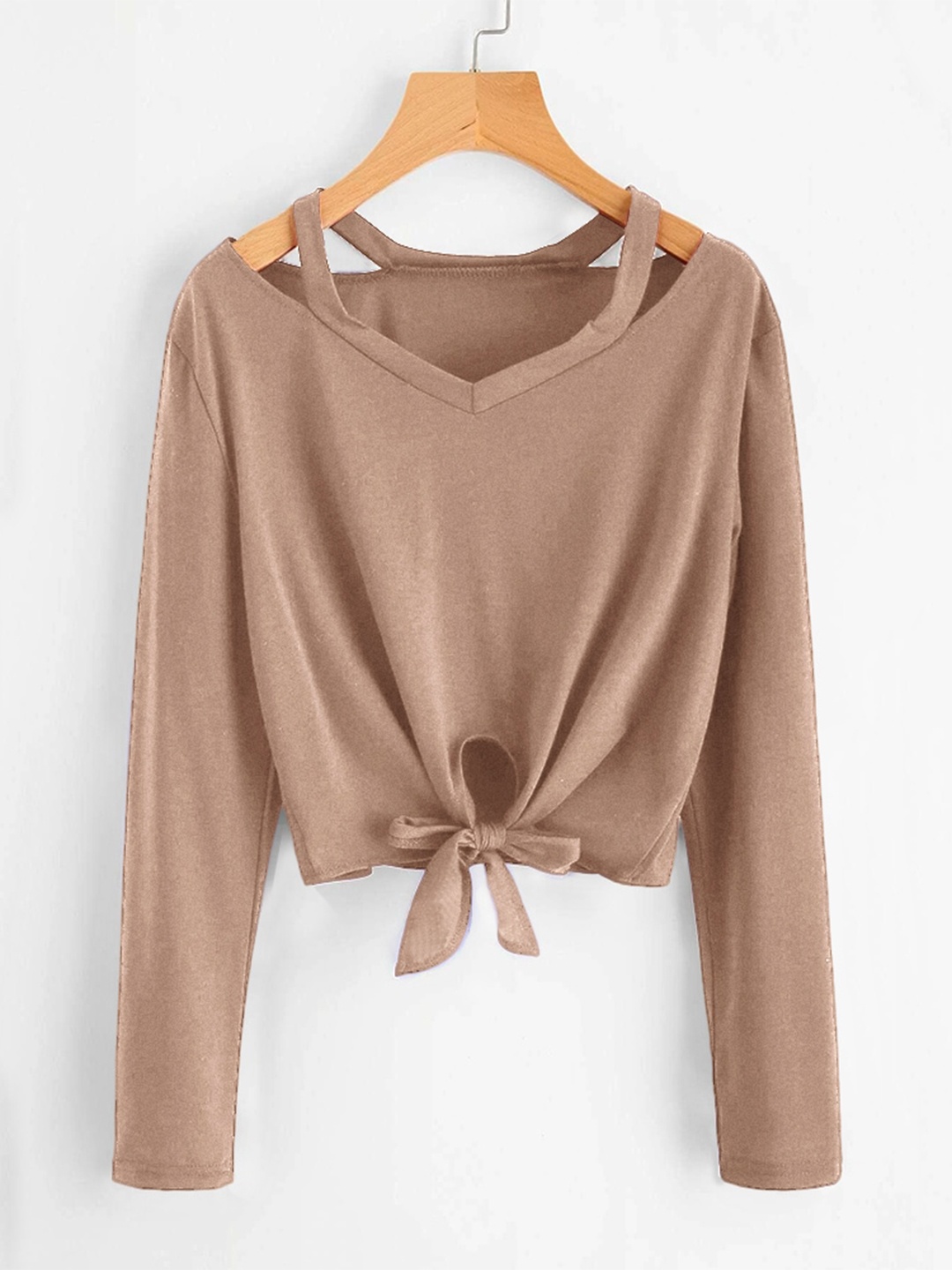 

Eyebogler V-Neck Cut Out Regular Top, Brown
