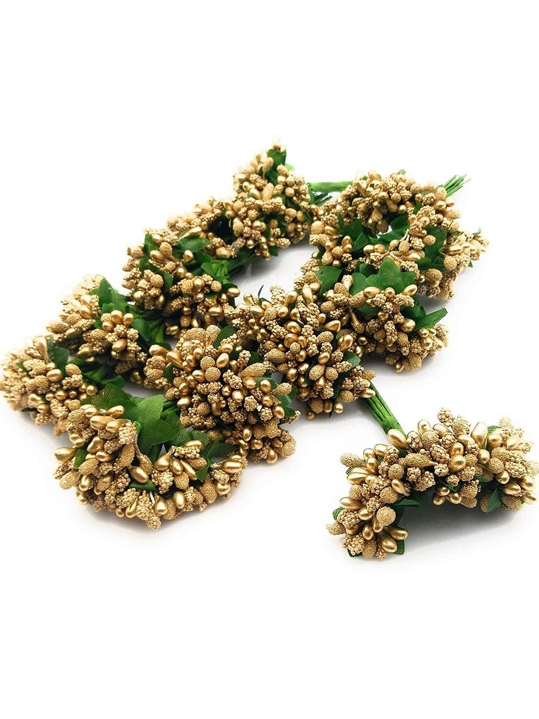 

TIED RIBBONS Brown Green Pack of 12 Pollen Artificial Flowers and Plants