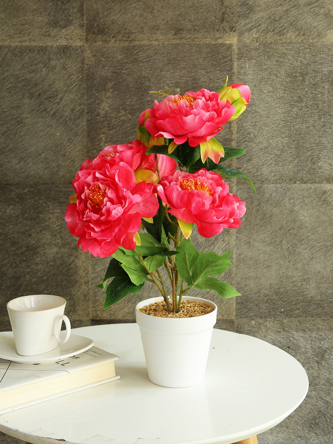 

TIED RIBBONS Peony Artificial Flowers and Plants With Pot, Red