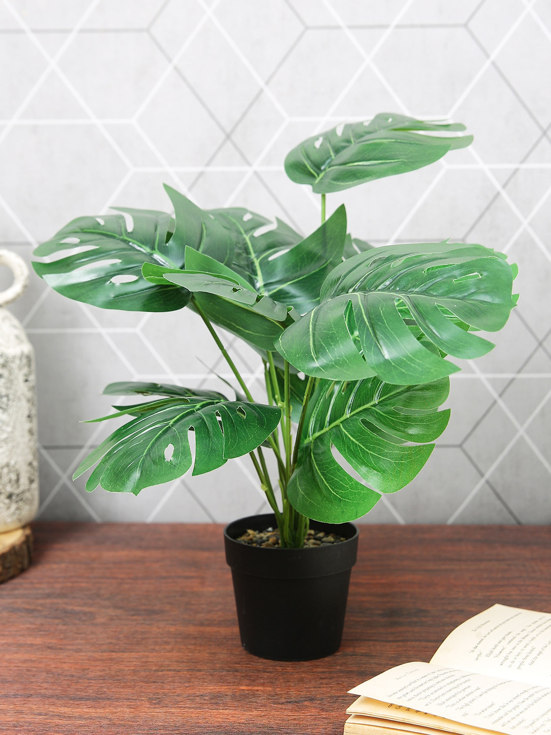 

TIED RIBBONS Artificial Money Plant with Pot, Green