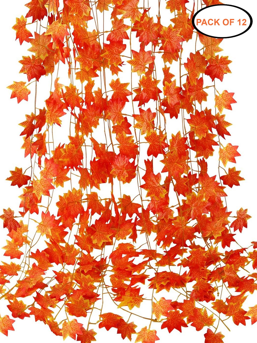 

TIED RIBBONS Orange Yellow Set of 12 Maple Creepers Artificial Flowers and Plants