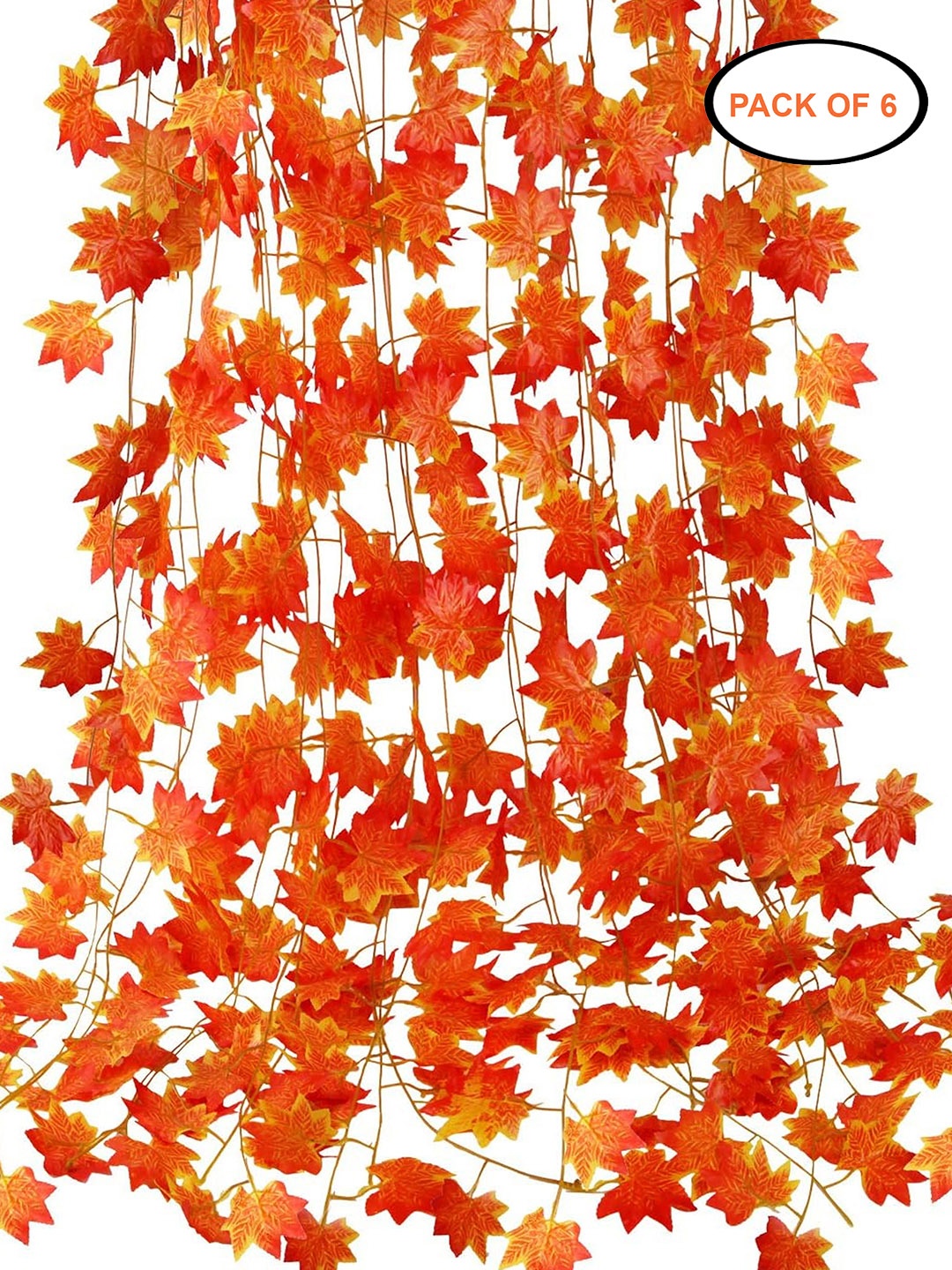

TIED RIBBONS Set of 6 Maple Creepers Artificial Flowers and Plants, Orange