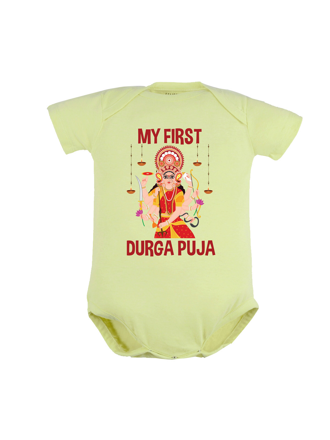

FFLIRTYGO Infants Durga Puja Special Pure Cotton Bodysuit, Green