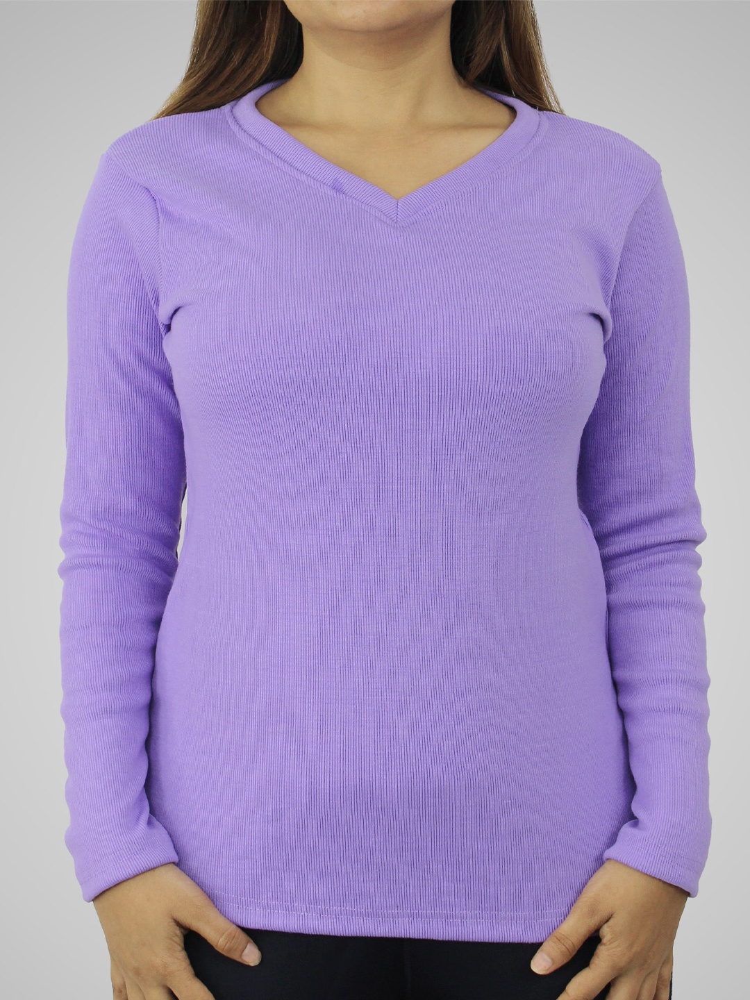 

Fasha V-Neck Cotton Pullover, Purple