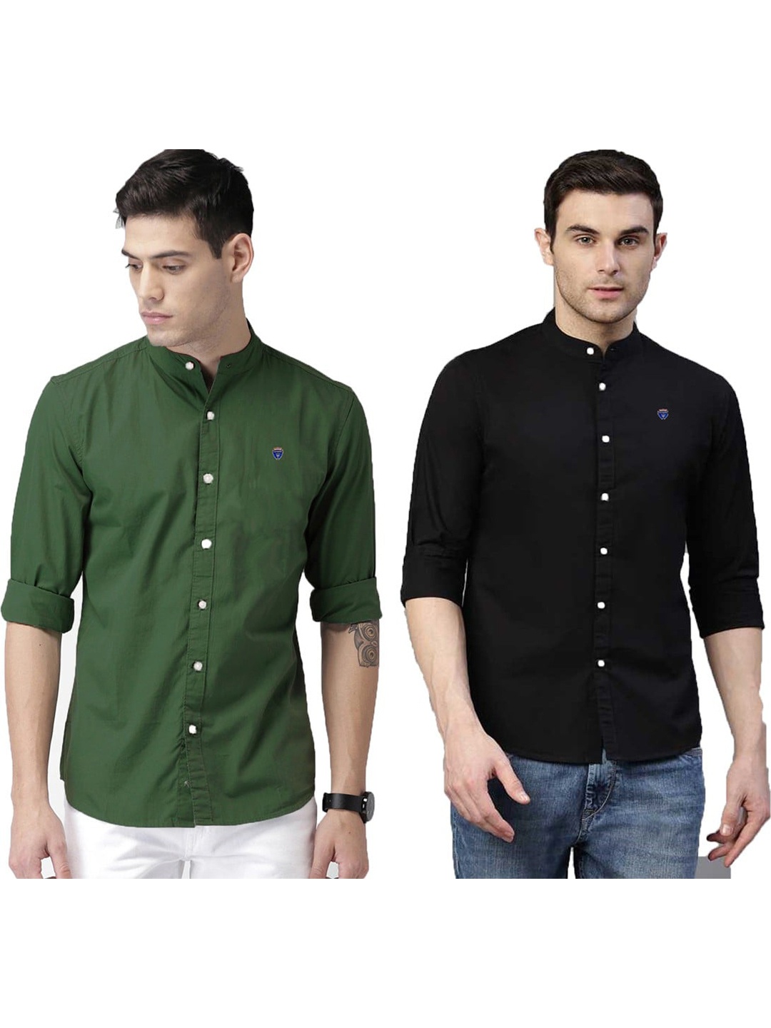 

FUBAR Pack Of 2 Slim Fit Casual Shirt, Green