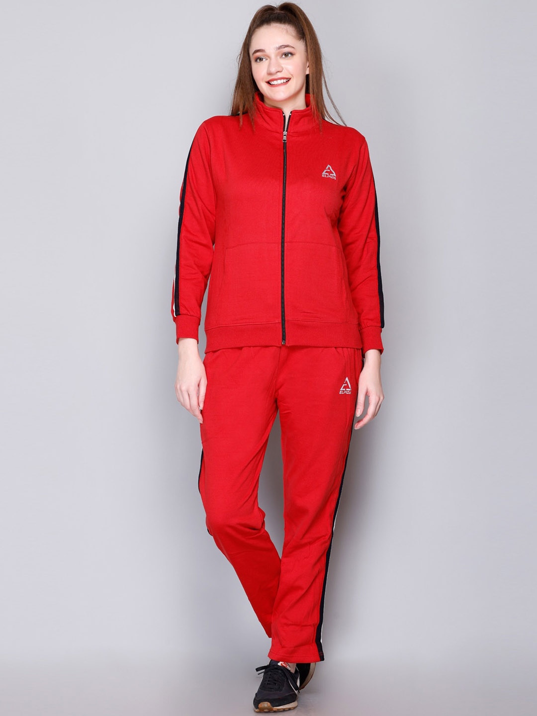 

ELPIDA Cotton Mock Collar Tracksuit, Red