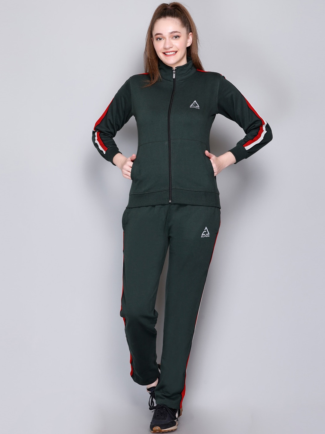 

ELPIDA Cotton Mock Collar Tracksuit, Green