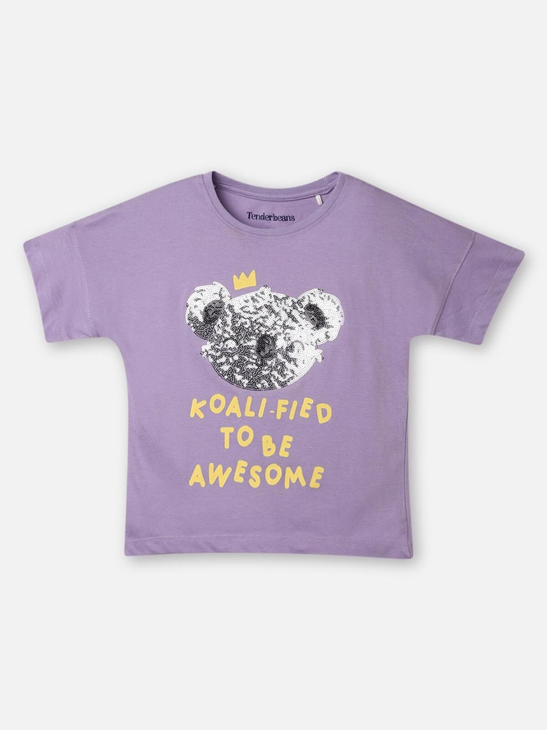 

UrbanMark Girls Graphic Printed Pure Cotton T-Shirt, Lavender