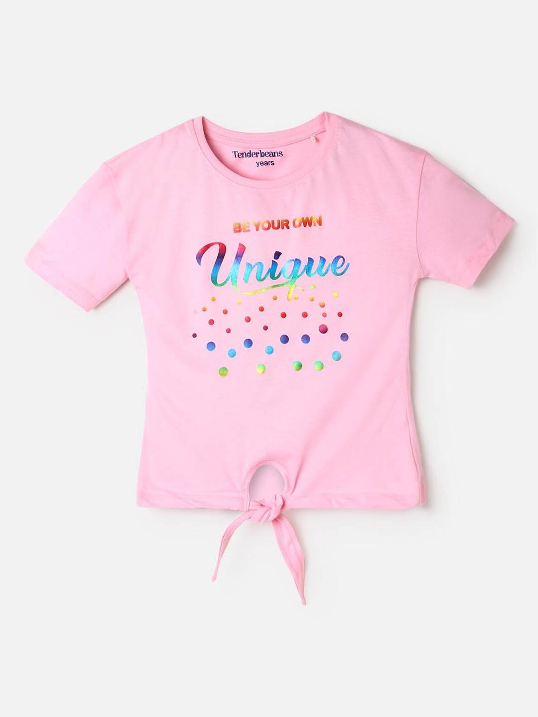 

UrbanMark Girls Typography Printed Pure Cotton T-Shirt, Pink