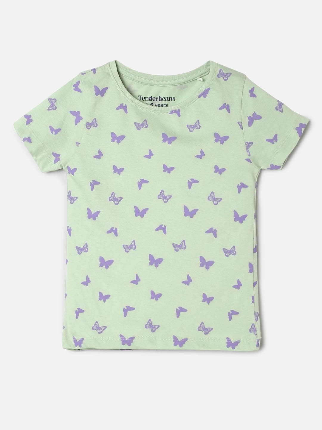 

UrbanMark Girls Conversational Printed Pure Cotton T-Shirt, Green