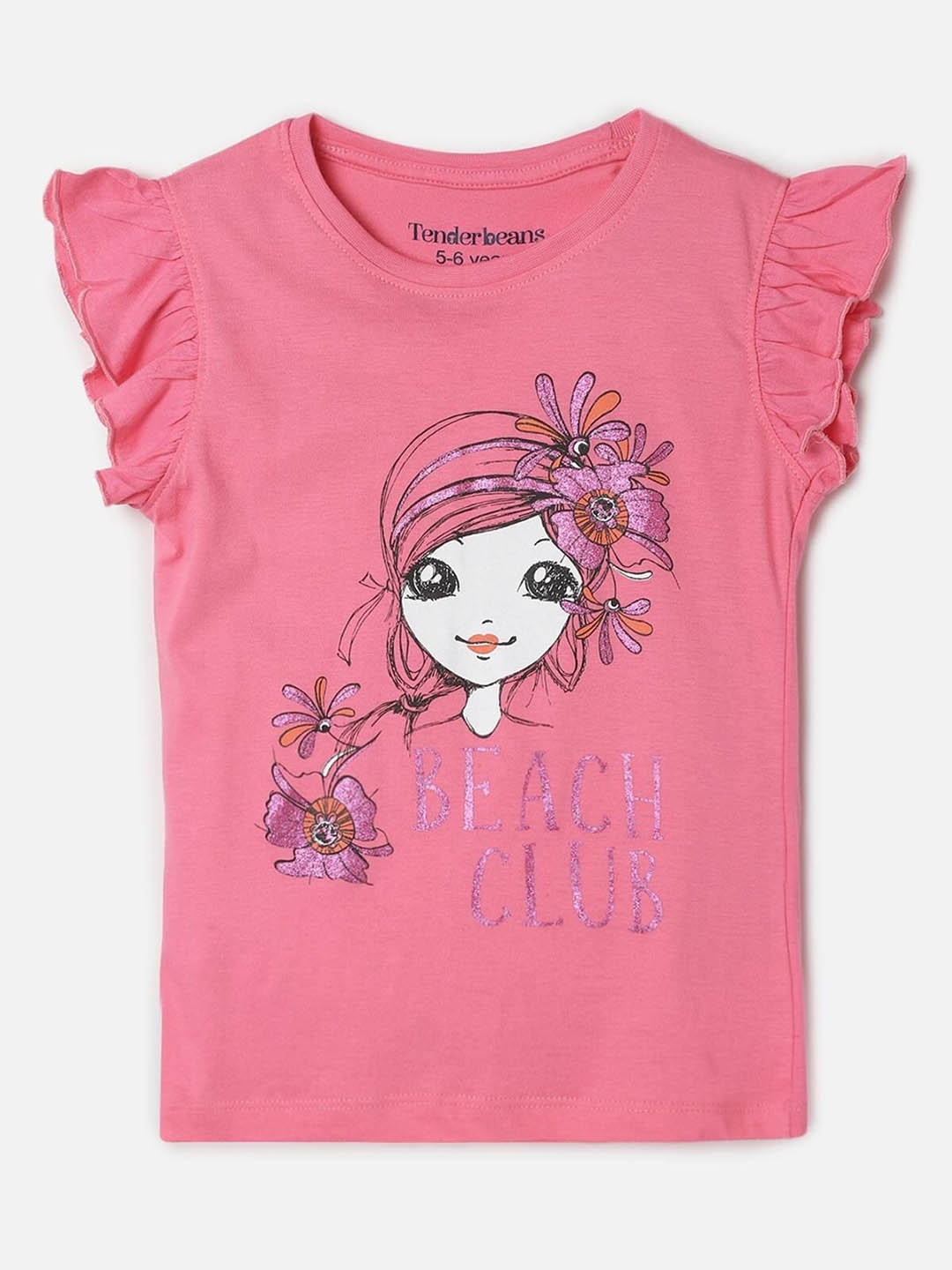 

UrbanMark Girls Graphic Printed Pure Cotton T-Shirt, Pink