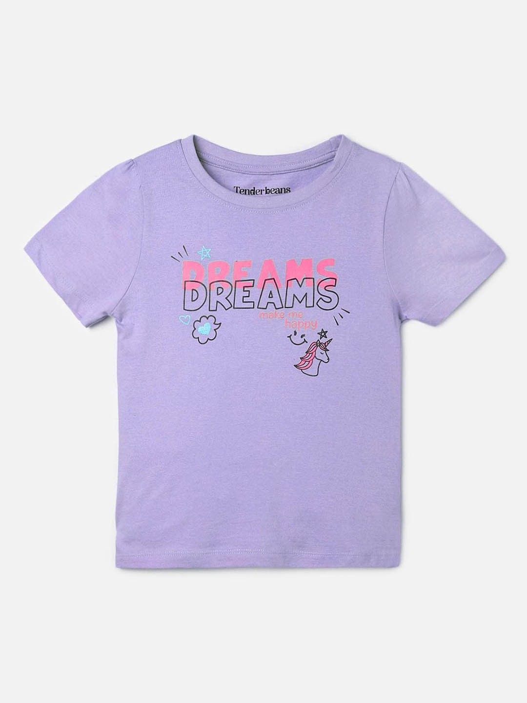 

UrbanMark Girls Typography Printed Pure Cotton T-Shirt, Lavender