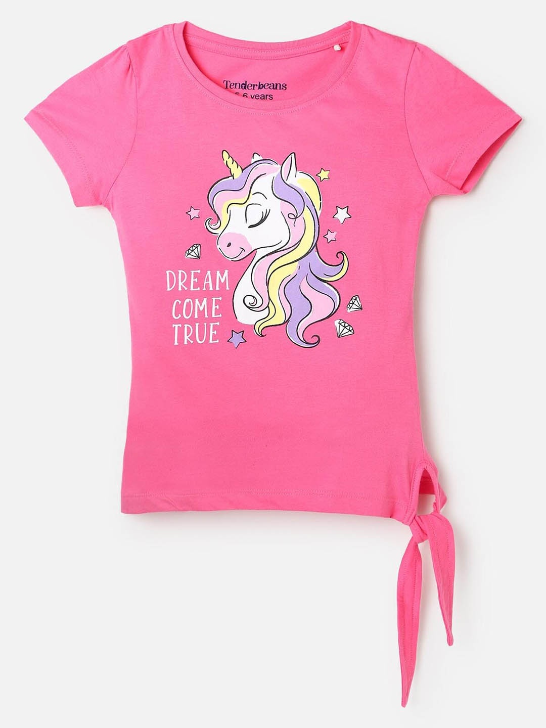 

UrbanMark Girls Unicorn Graphic Printed Pure Cotton T-Shirt, Pink