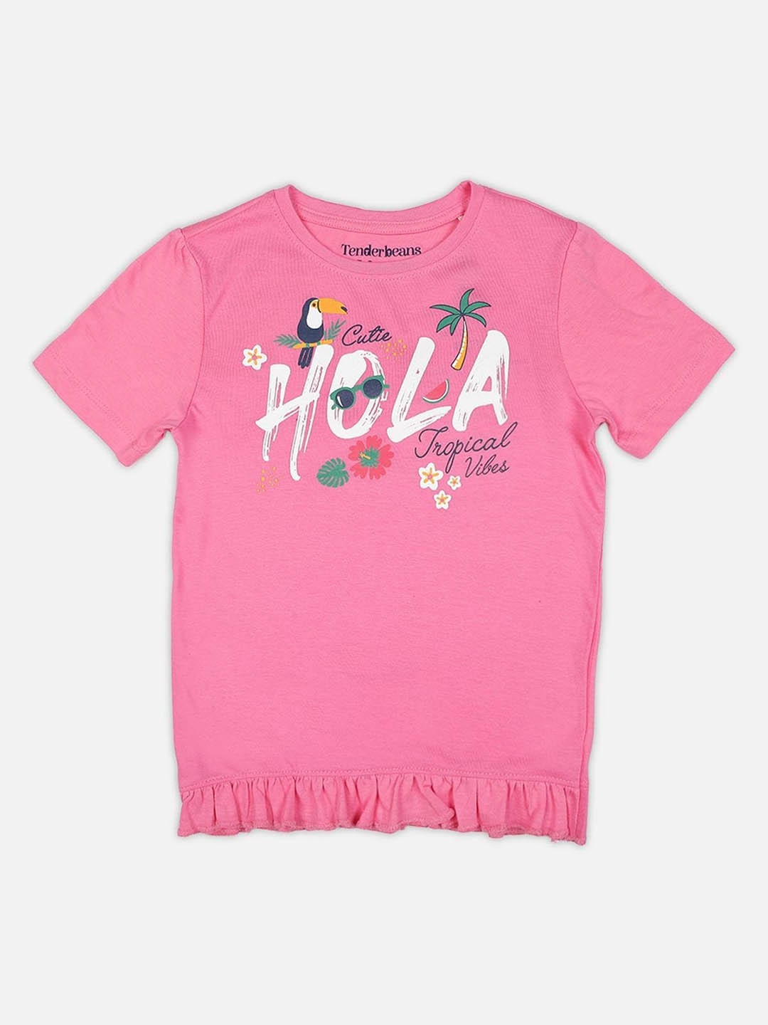 

UrbanMark Girls Typography Printed Pure Cotton T-shirt, Pink