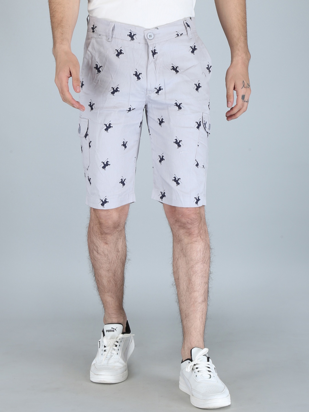 

FUBAR Men Printed Slim Fit Cargo Shorts, Grey